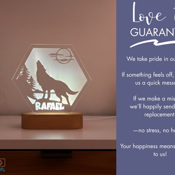 Wolf Kids LED Name Light • Personalized Bedroom Decor • Son/Baby Gift - Picture 6 of 8